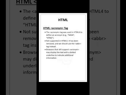 HTML acronym Tag | S Code Hub #html #shorts #ytshorts